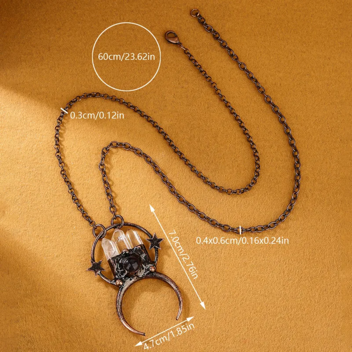 Clear Quartz Point Crystal Pendant Star Necklace – Handmade Copper Statement Jewelry