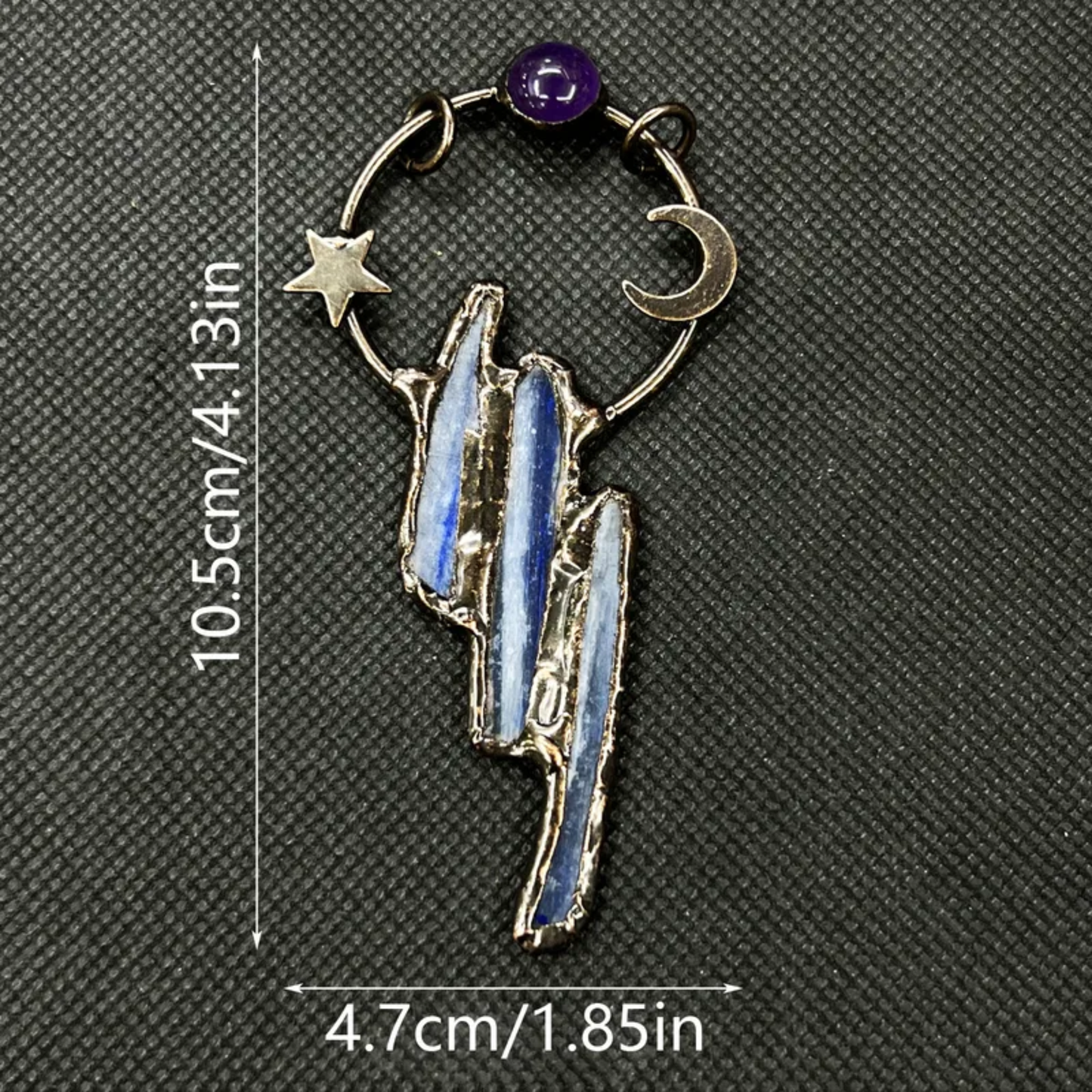Moon & Star Crystal Pendant Necklace – Vintage Celestial Bronze Sweater Chain